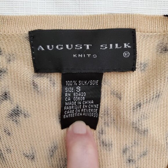 Silk Knit Leopard Print Cardigan Sweater August Silk Size S Layer Y2K Mob Wife - Picture 3 of 7